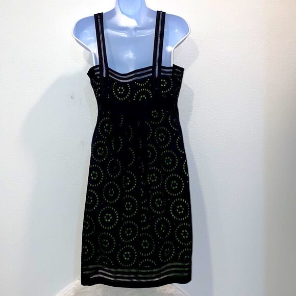 Cynthia Cynthia Steffe Black Eyelet Dress With Green Inlay Size 6 - Picture 5 of 13